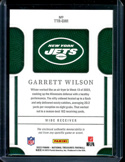 2022 Panini National Treasures Garrett Wilson Rookie Patch /25 Jets