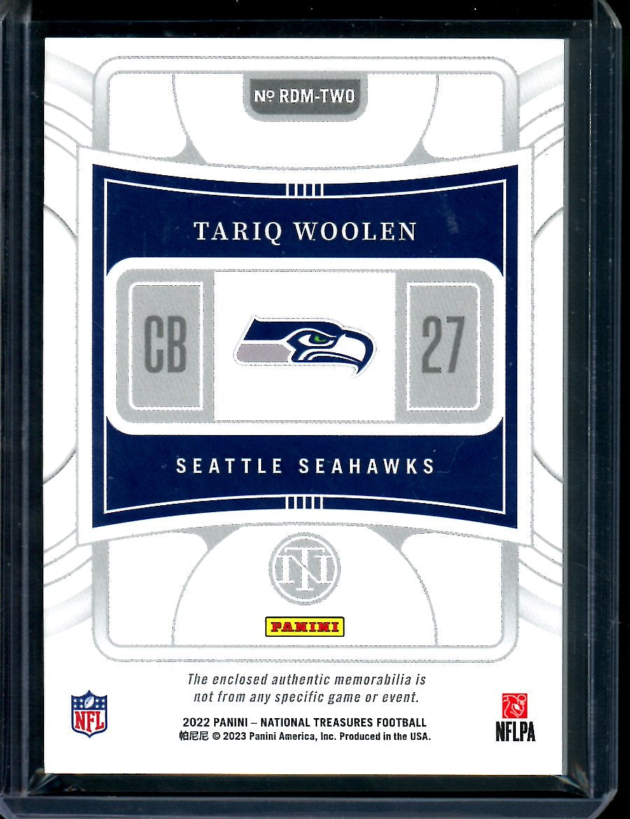 2022 Panini National Treasures Tariq Woolen Rookie Patch /27 Seahawks