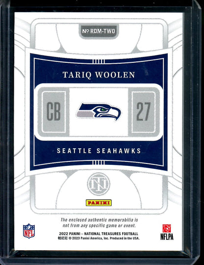 2022 Panini National Treasures Tariq Woolen Rookie Patch /27 Seahawks