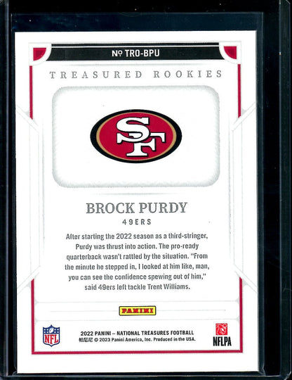 2022 Panini National Treasures Brock Purdy Rookie Treasured Rookies /99 49ers - Trading Card Market