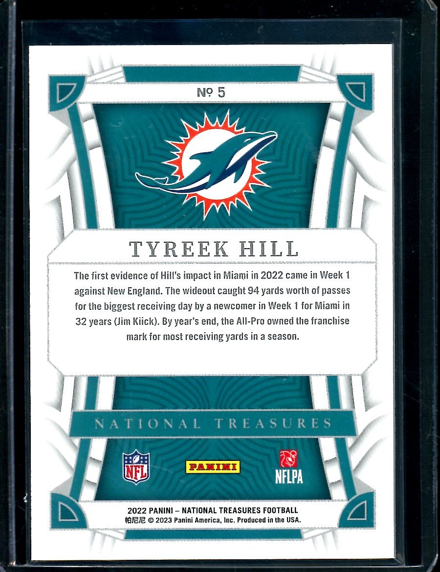 2022 Panini National Treasures Tyreek Hill Gold /15 Dolphins