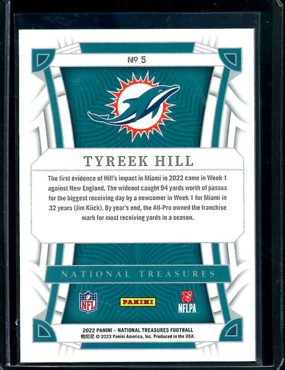 2022 Panini National Treasures Tyreek Hill Gold /15 Dolphins