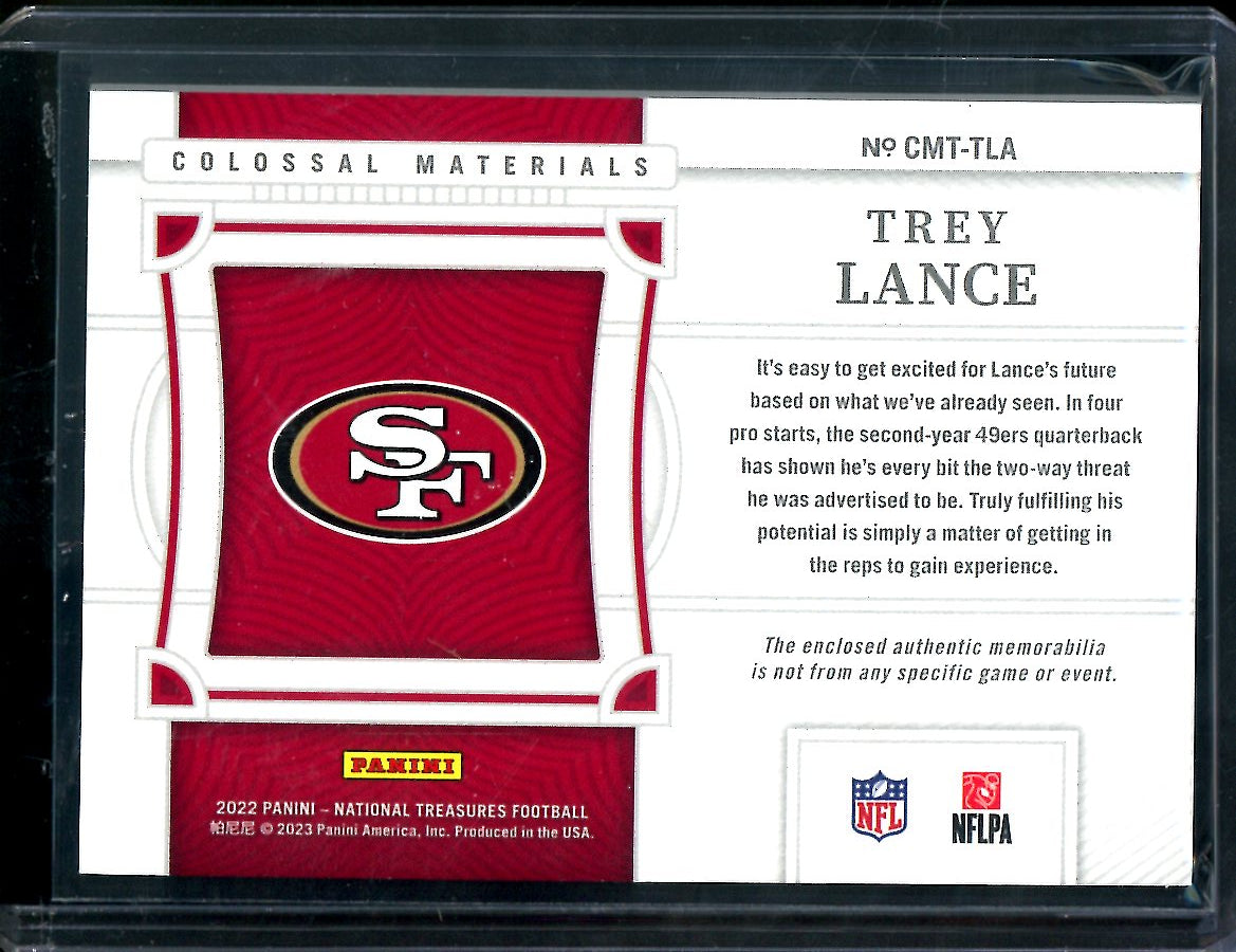 2022 Panini National Treasures Trey Lance Colossal Patch Gold /10 49ers
