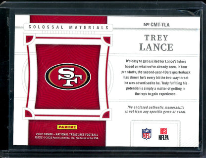 2022 Panini National Treasures Trey Lance Colossal Patch Gold /10 49ers
