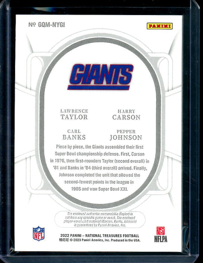 2022 Panini National Treasures Lawrence Taylor/Harry Carson/Carl Banks/Pepper Johnson Quad Patch /99 Giants - Trading Card Market