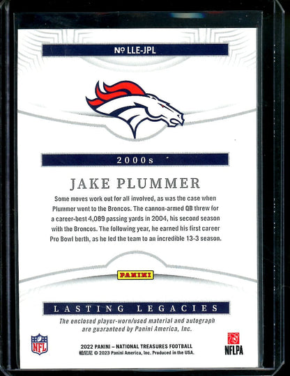 2022 Panini National Treasures Jake Plummer Lasting Legends Patch Auto /99 Broncos