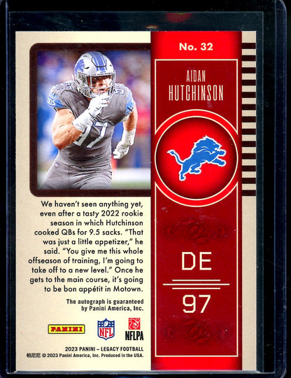 2023 Panini Legacy Aidan Hutchinson Auto /50 Lions