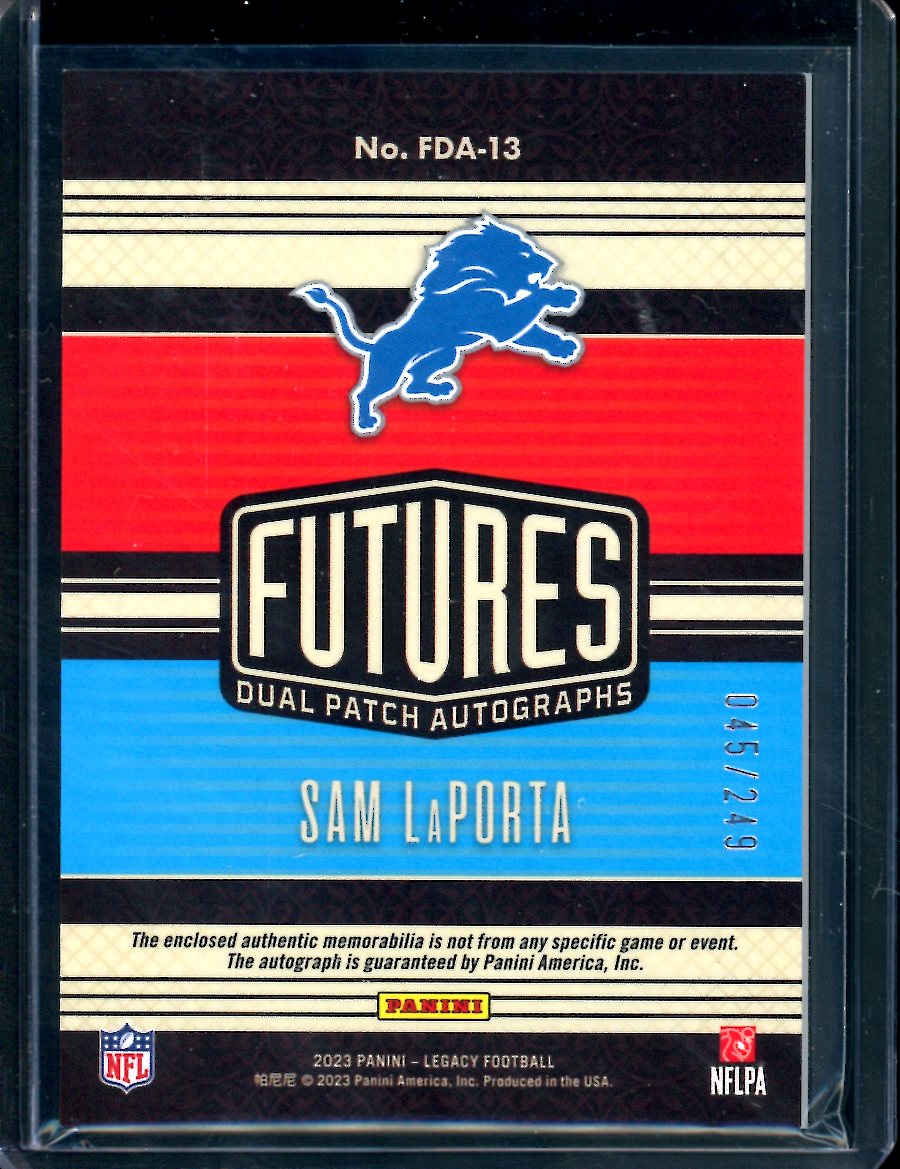 2023 Panini Legacy Sam LaPorta Rookie RPA /249 Lions