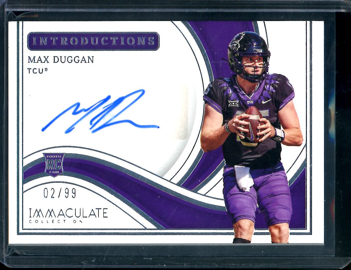 2023 Panini Immaculate Collegiate Max Duggan Rookie Introductions Auto /99 TCU