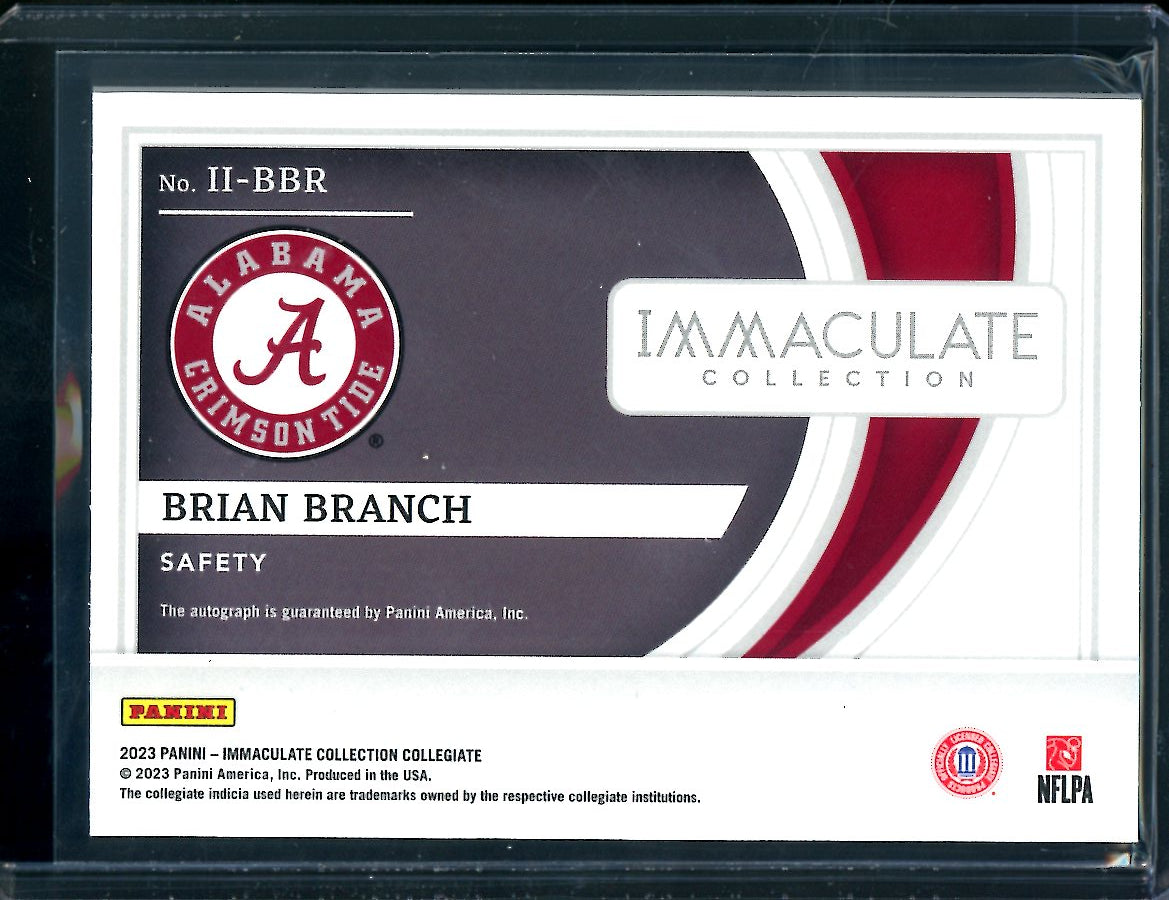 2023 Panini Immaculate Collegiate Brian Branch Rookie Introductions Auto /99 Alabama