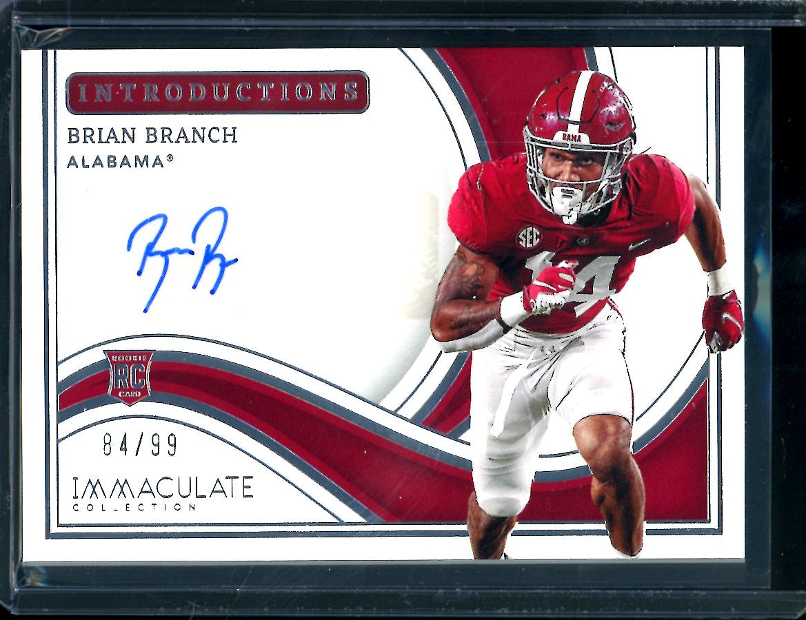 2023 Panini Immaculate Collegiate Brian Branch Rookie Introductions Auto /99 Alabama