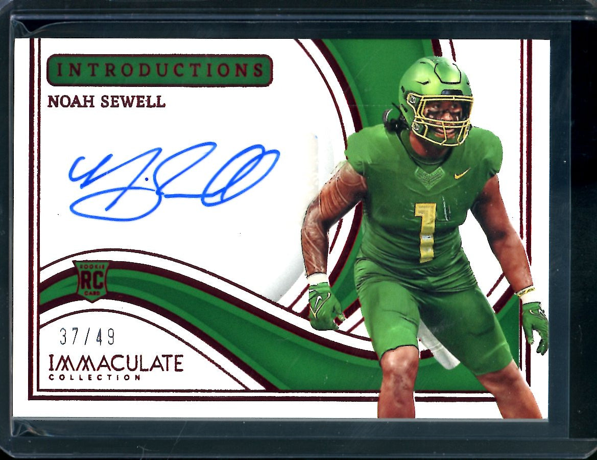 2023 Panini Immaculate Collegiate Noah Sewell Rookie Introductions Auto Red /49 Oregon