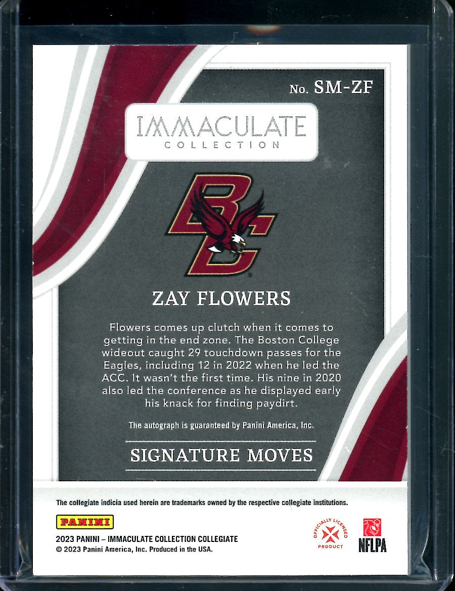 2023 Panini Immaculate Collegiate Zay Flowers Rookie Auto Red /49 Boston College