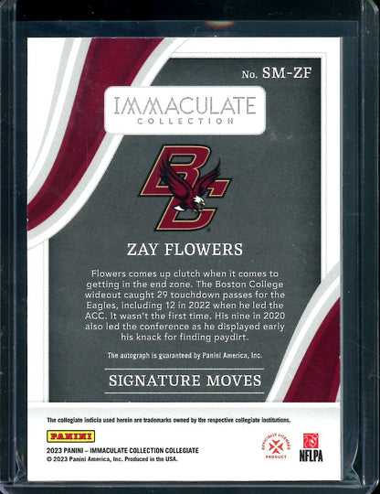 2023 Panini Immaculate Collegiate Zay Flowers Rookie Auto Red /49 Boston College