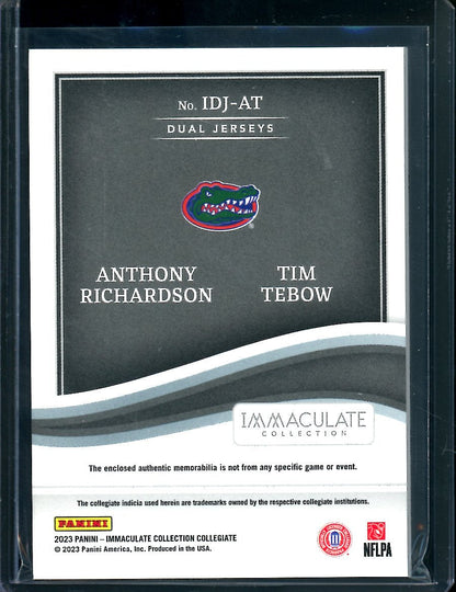 2023 Panini Immaculate Collegiate Anthony Richardson/Tim Tebow Dual Patch /99 Florida