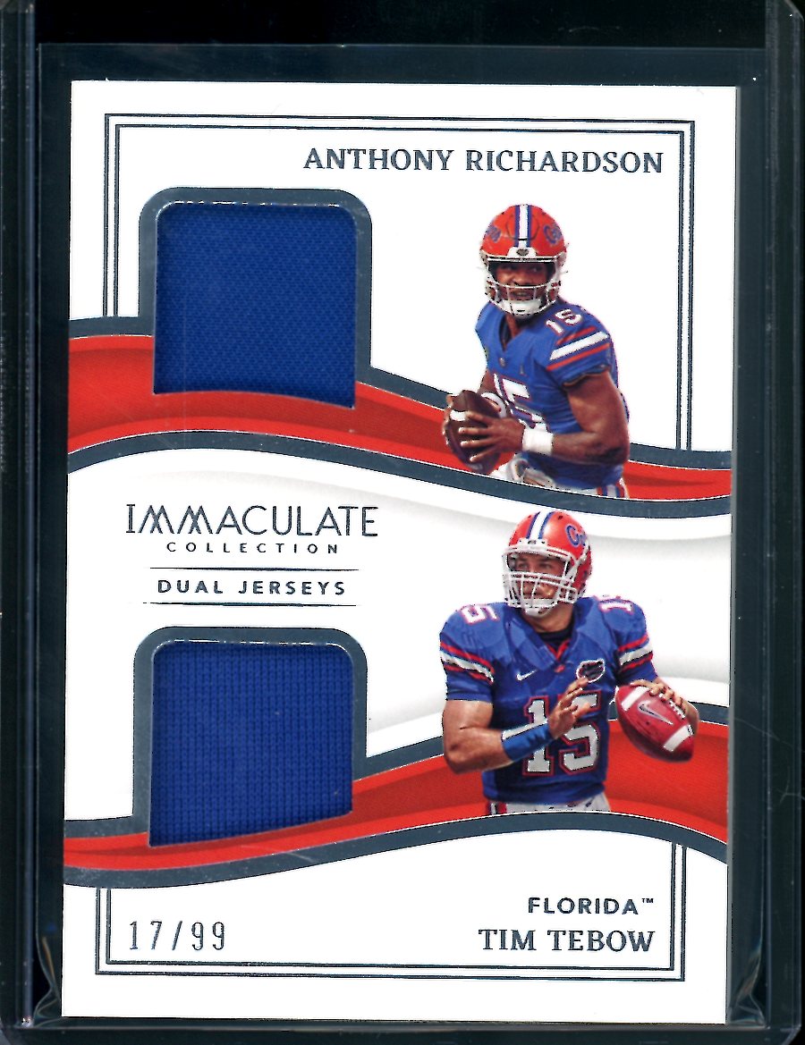 2023 Panini Immaculate Collegiate Anthony Richardson/Tim Tebow Dual Patch /99 Florida