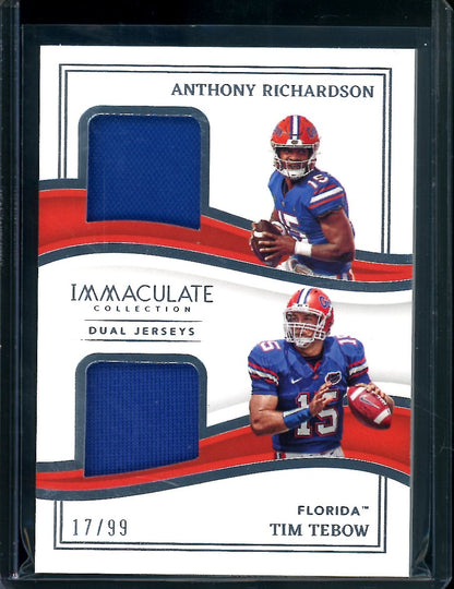 2023 Panini Immaculate Collegiate Anthony Richardson/Tim Tebow Dual Patch /99 Florida
