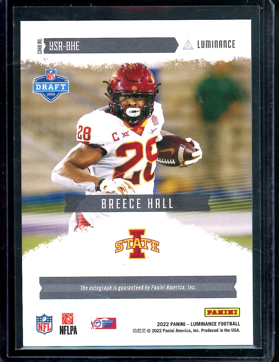 2022 Panini Luminance Breece Hall Rookie Year One Auto Jets