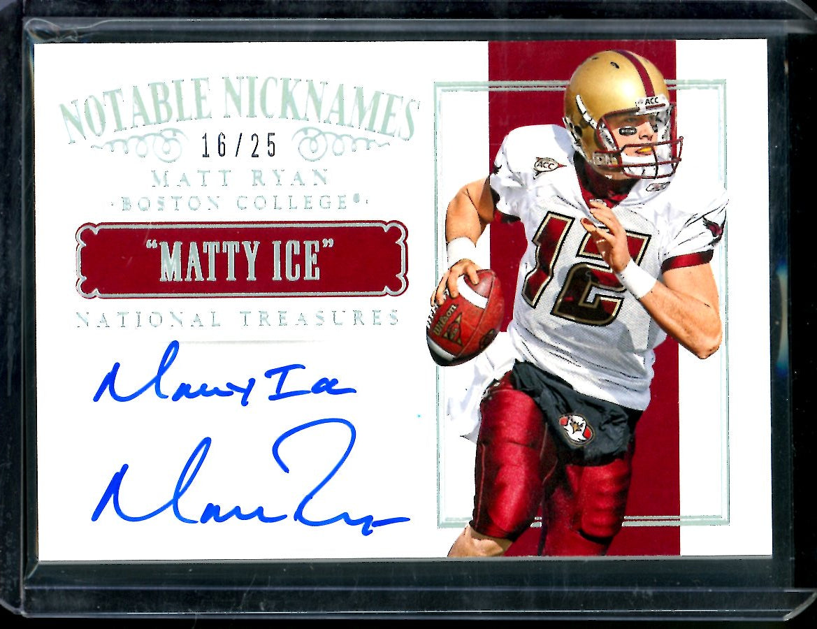 2015 Panini National Treasures Collegiate Matt Ryan Notable Nicknames Auto /25 Boston College