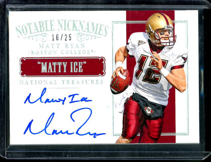 2015 Panini National Treasures Collegiate Matt Ryan Notable Nicknames Auto /25 Boston College