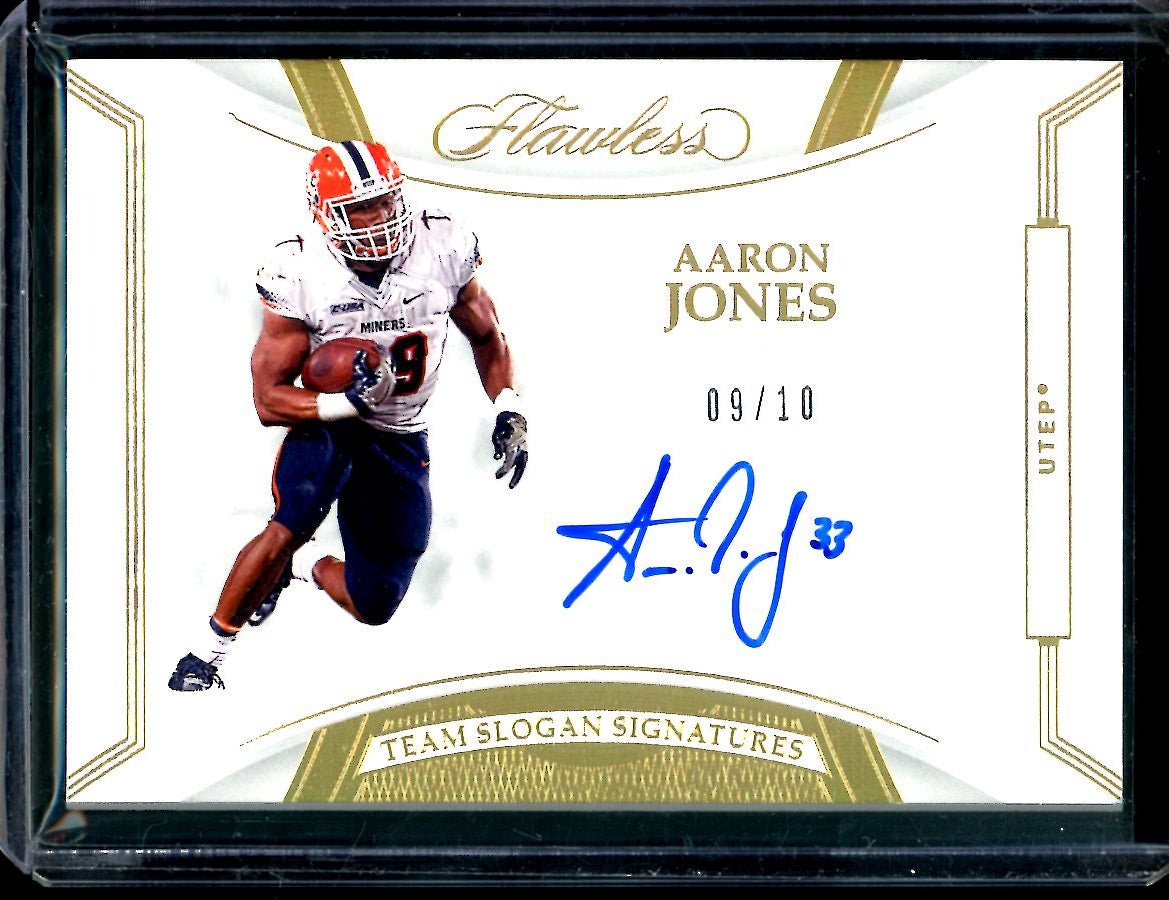2020 Panini Flawless Collegiate Aaron Jones Team Slogan Signatures Gold /10 Utep - Trading Card Market
