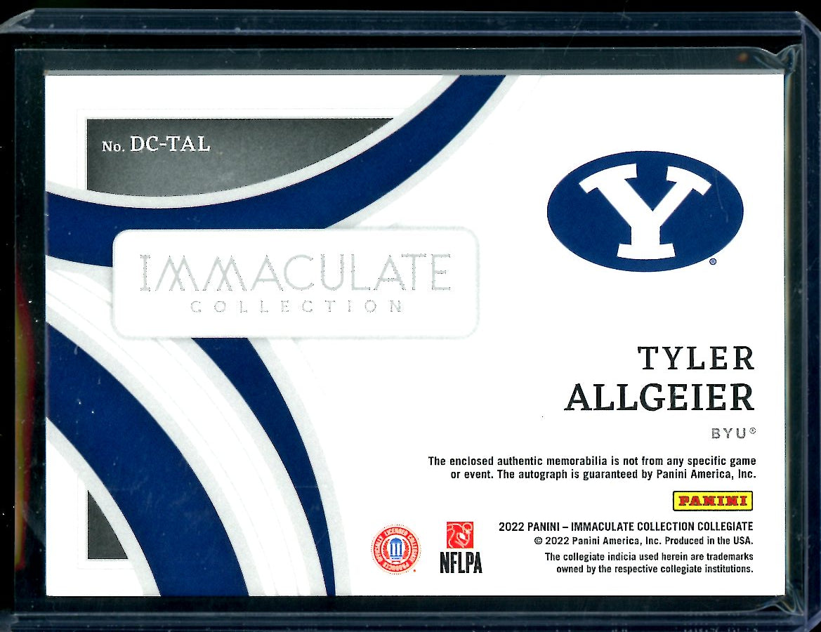 2022 Panini Immaculate Collegiate Tyler Allgeier Patch Auto /99 BYU