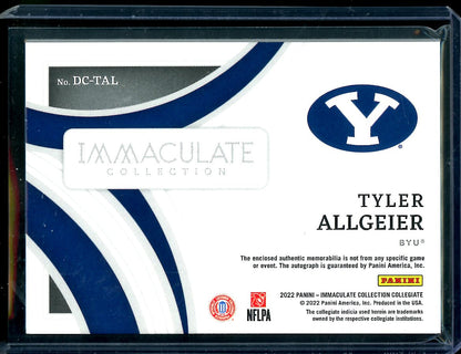 2022 Panini Immaculate Collegiate Tyler Allgeier Patch Auto /99 BYU
