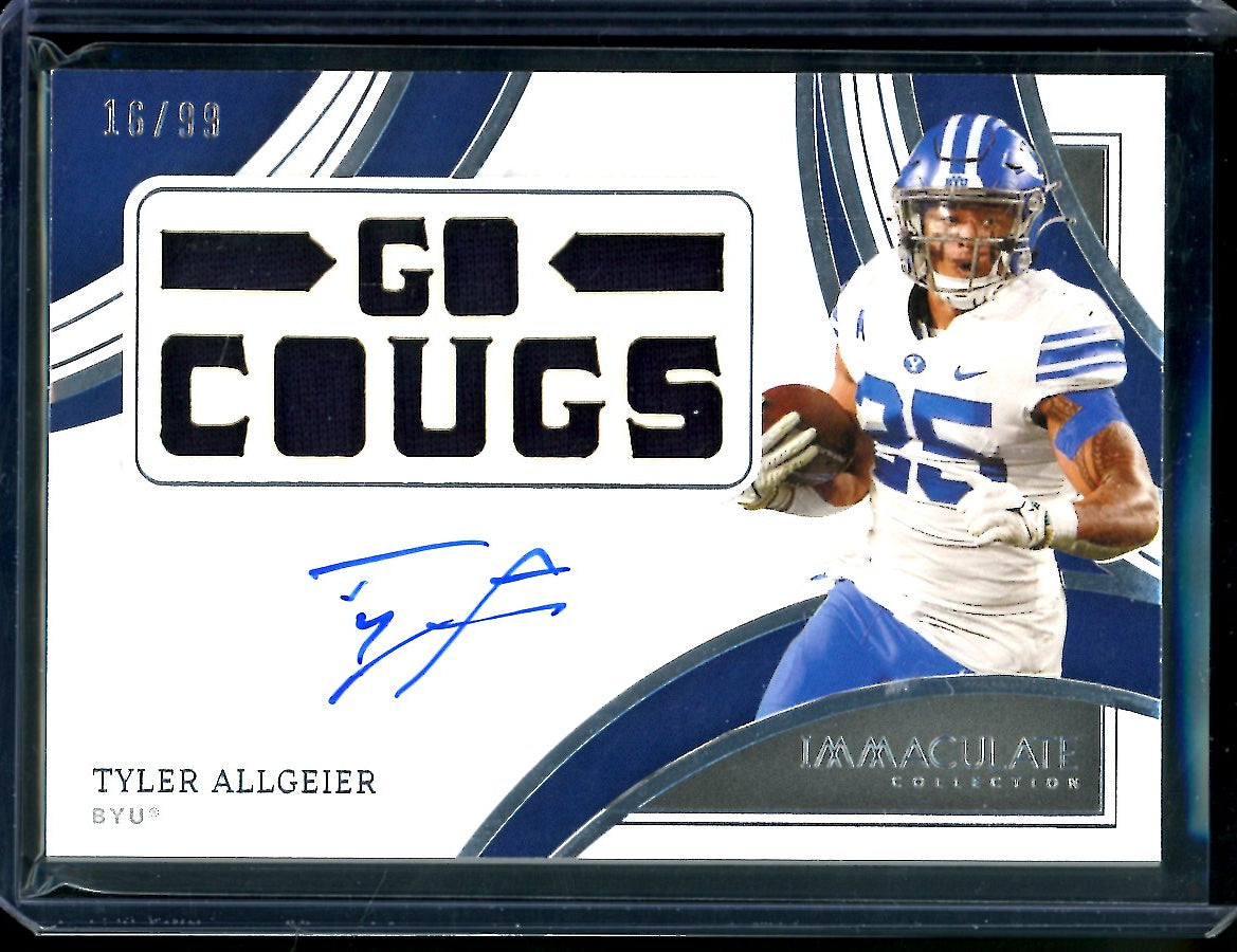 2022 Panini Immaculate Collegiate Tyler Allgeier Patch Auto /99 BYU