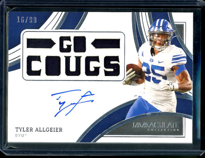 2022 Panini Immaculate Collegiate Tyler Allgeier Patch Auto /99 BYU