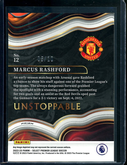 2022-23 Panini Select Marcus Rashford Unstoppable Gold /10 Manchester United