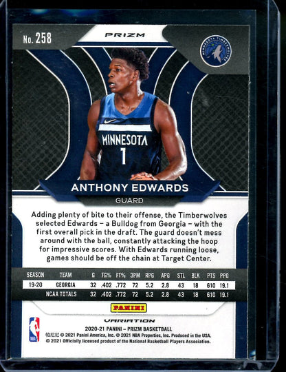 2020-21 Panini Prizm Anthony Edwards Rookie Variation Disco Timberwolves