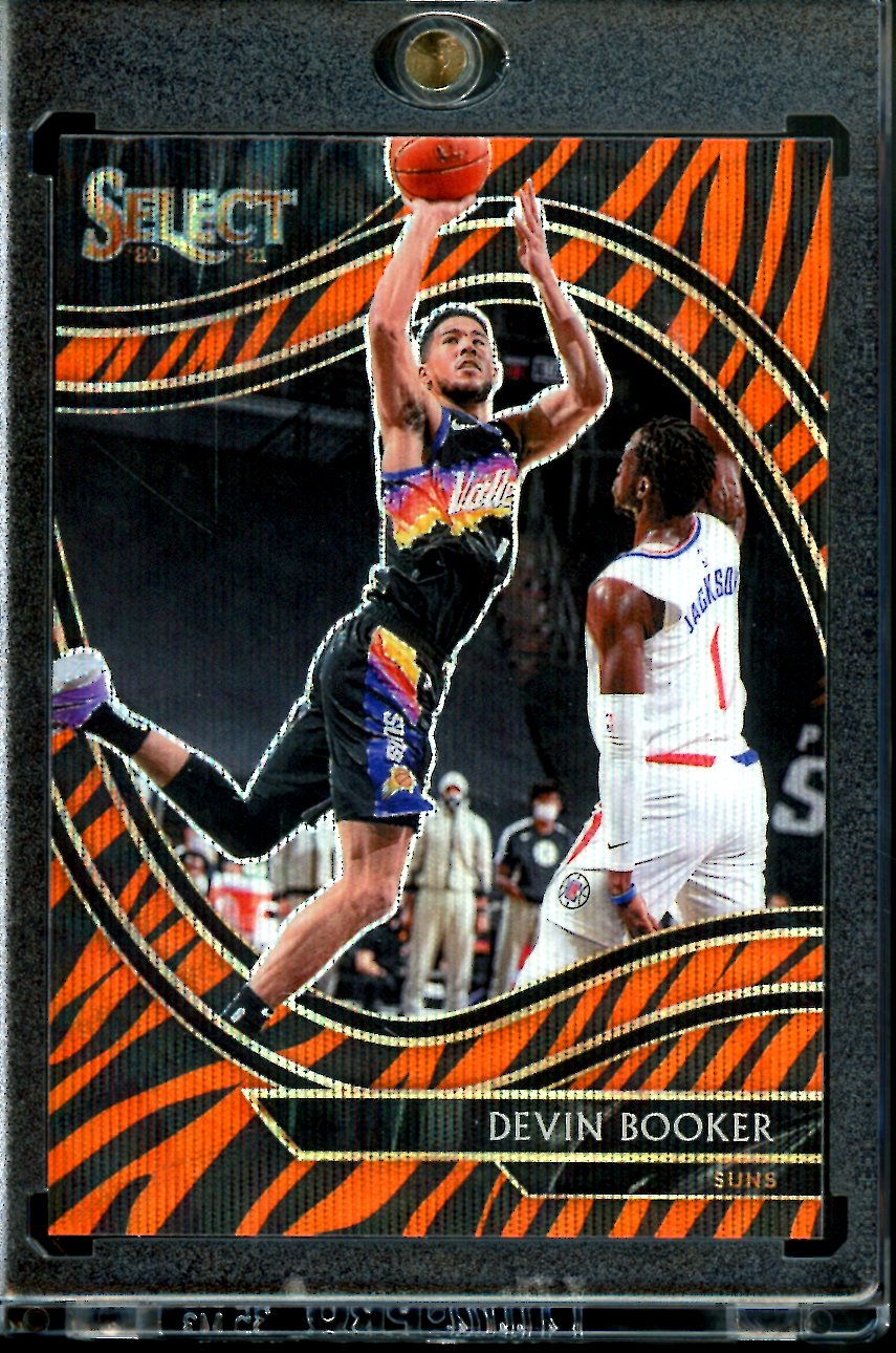 2021-22 Panini Select Devin Booker Courtside Tiger Stripe SSP Suns