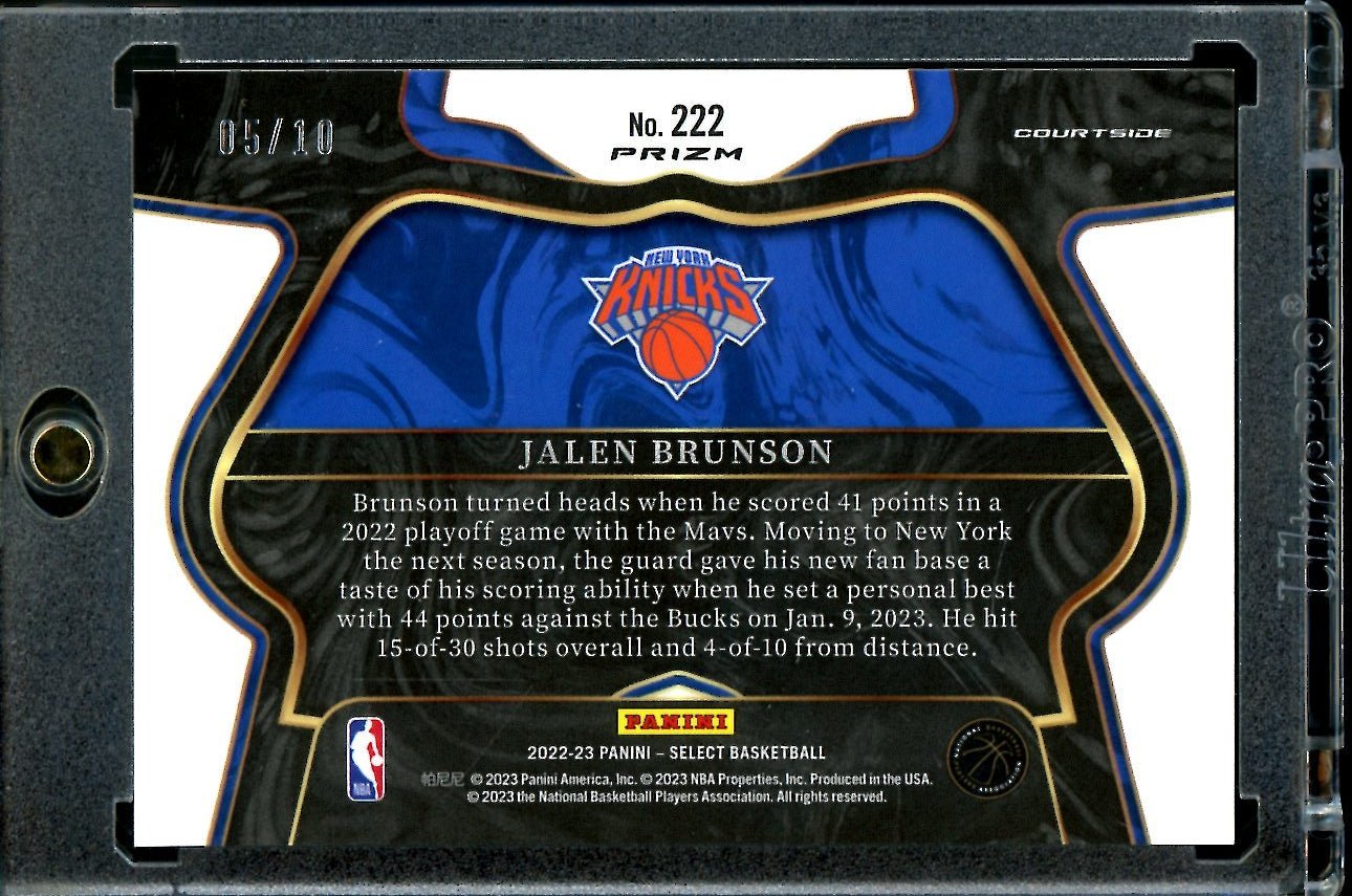 2022 - 23 Panini Select Jalen Brunson Courtside Gold Shimmer /10 Knicks - Trading Card Market