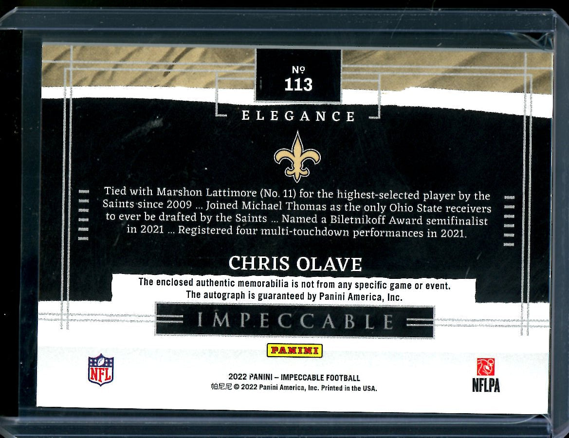 2022 Panini Impeccable Chris Olave Rookie RPA /35 Saints