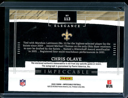 2022 Panini Impeccable Chris Olave Rookie RPA /35 Saints