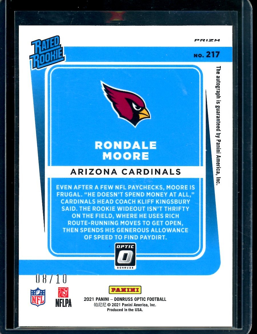 2021 Panini Optic Rondale Moore Rookie Auto Gold /10 Cardinals - Trading Card Market