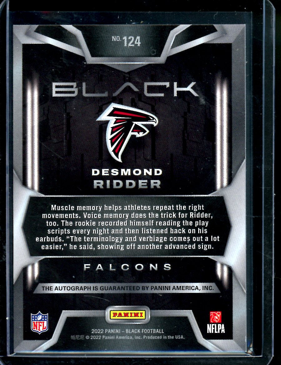 2022 Panini Black Desmond Ridder Rookie Auto /25 Falcons