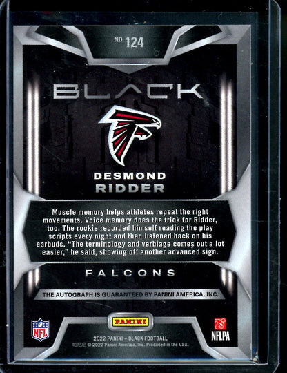 2022 Panini Black Desmond Ridder Rookie Auto /25 Falcons