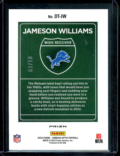 2022 Panini Optic Jameson Williams Rookie Downtown Gold /10 SSP Lions