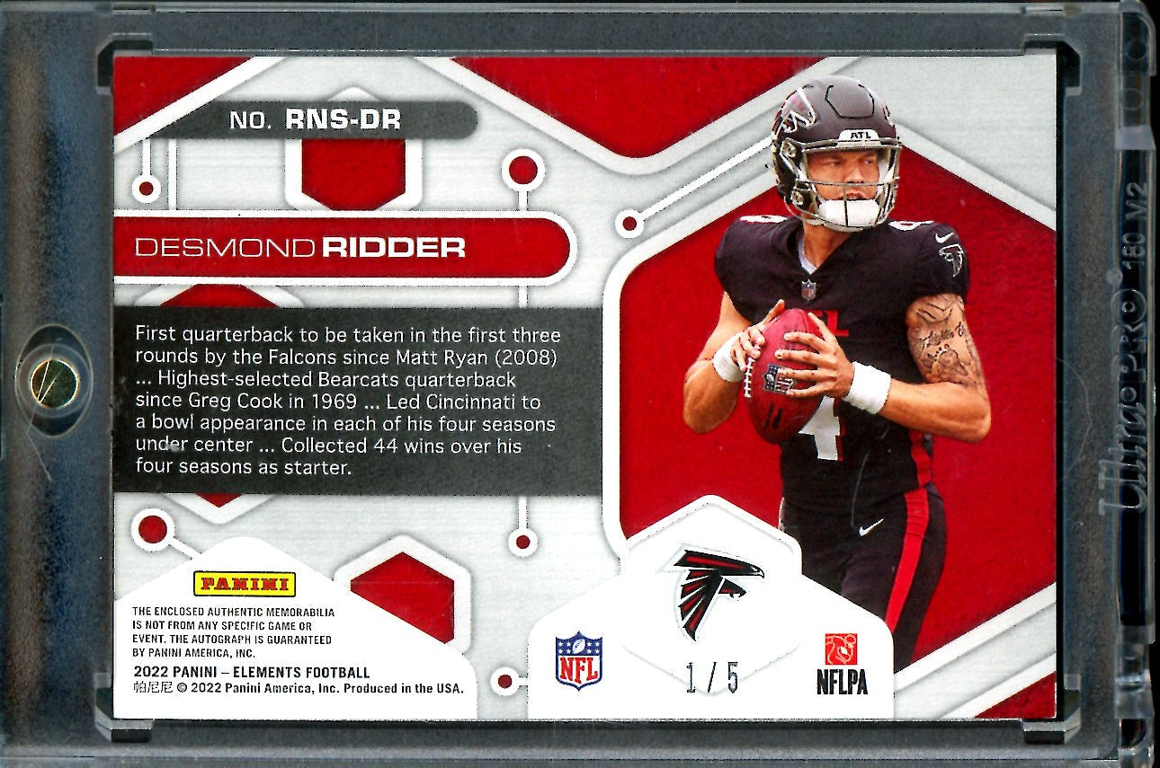 2022 Panini Elements Desmond Ridder Rookie RPA Laundry Tag /5 Falcons