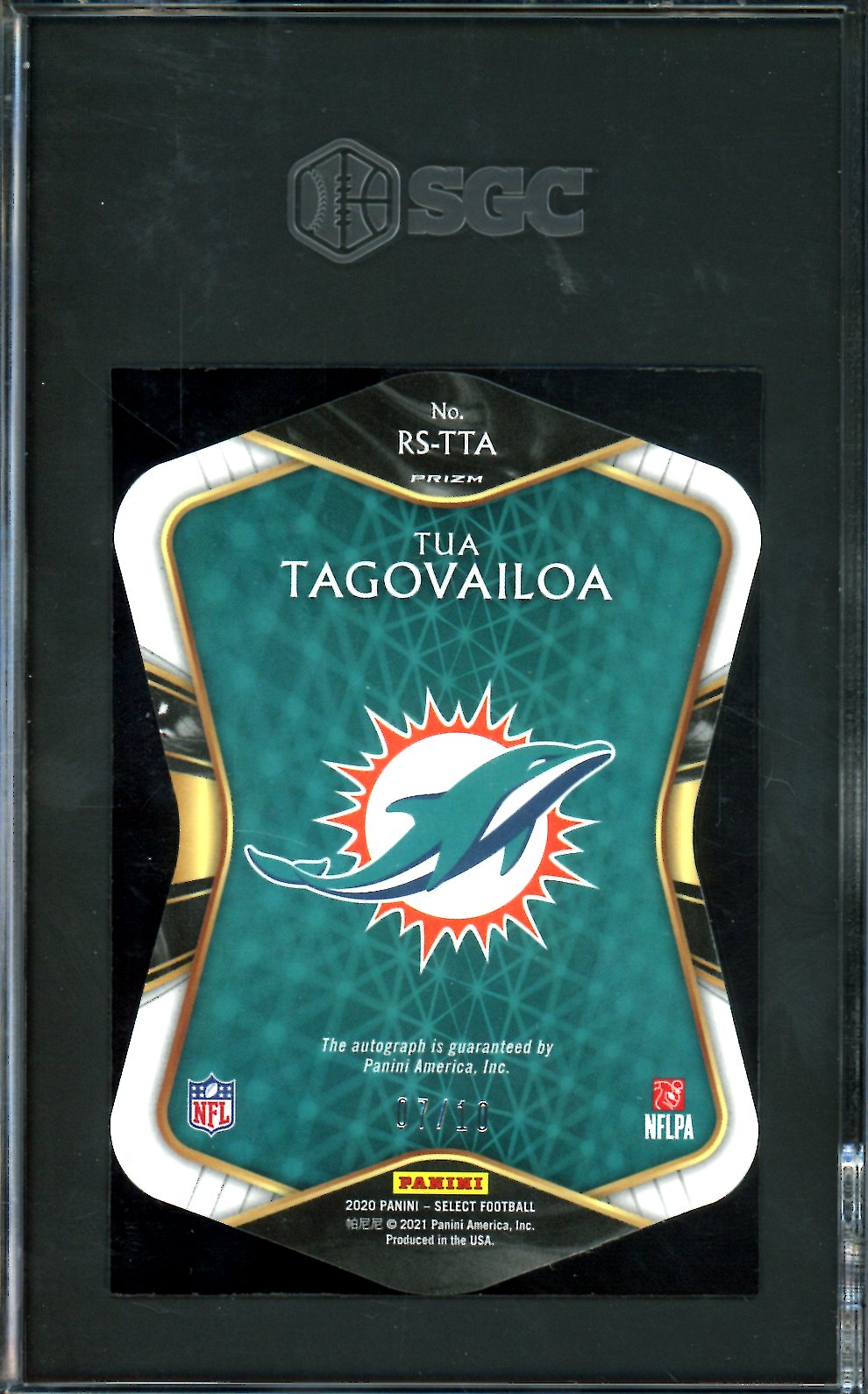 2020 Select Rookie Tua Tagovailoa Purple Die Cut Field Level factory SGC 10 RC Dolphins