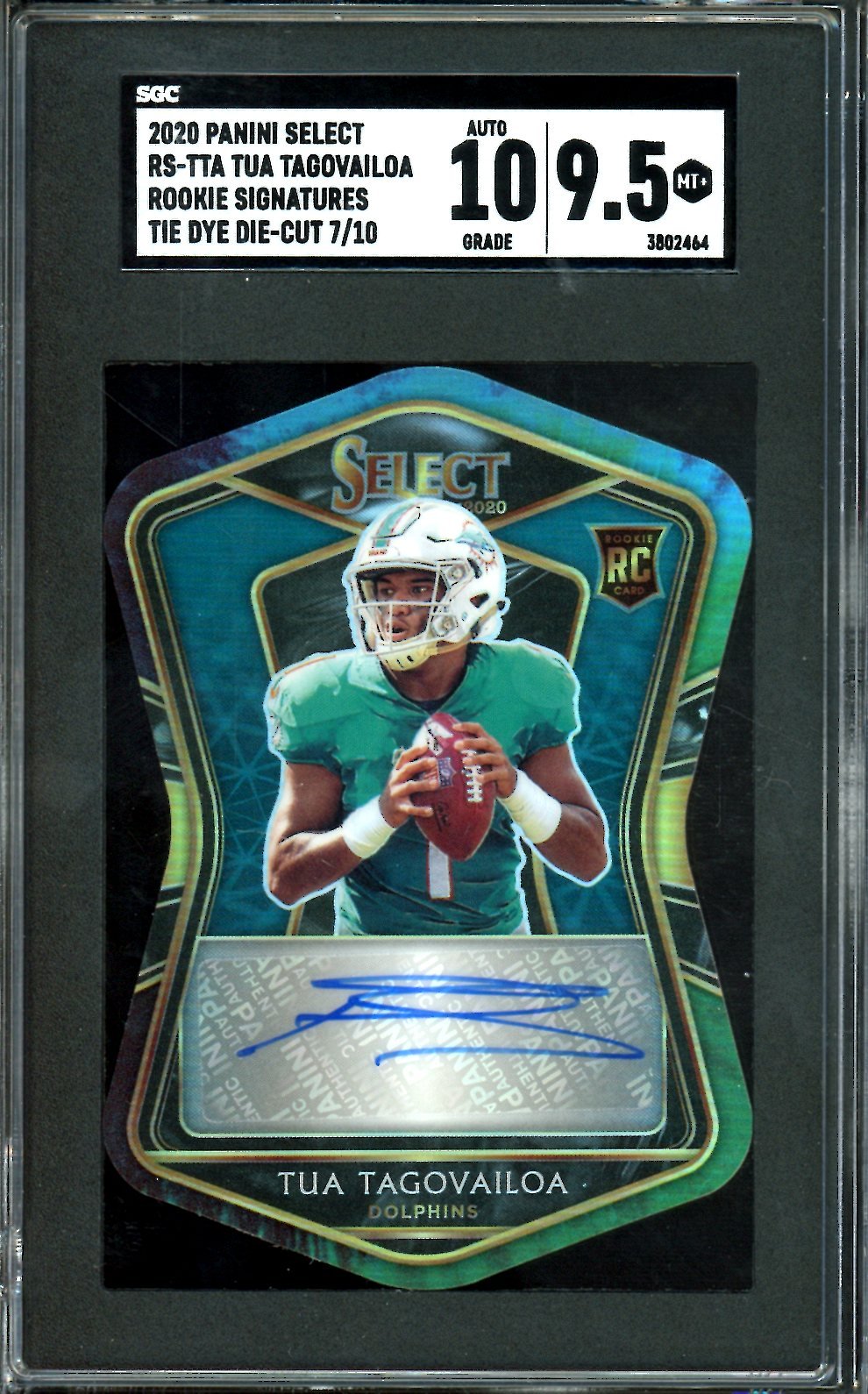 2020 Panini Select Tua Tagovailoa Rookie Auto Tie Dye Die - Cut /10 SGC 9.5/10 Dolphins - Trading Card Market