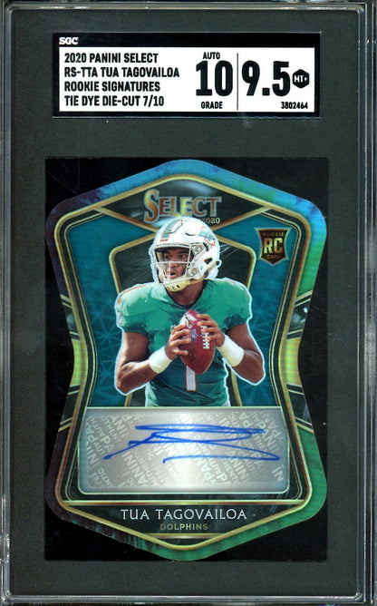 2020 Panini Select Tua Tagovailoa Rookie Auto Tie Dye Die - Cut /10 SGC 9.5/10 Dolphins - Trading Card Market