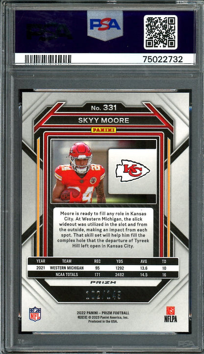 2022 Panini Prizm Skyy Moore Rookie Red Wave /149 PSA 10 Chiefs