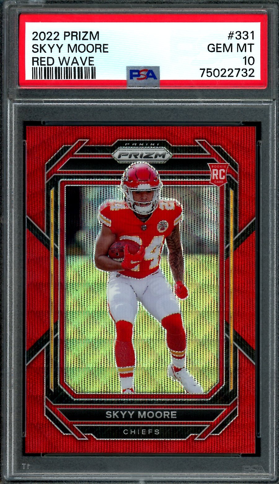 2022 Panini Prizm Skyy Moore Rookie Red Wave /149 PSA 10 Chiefs