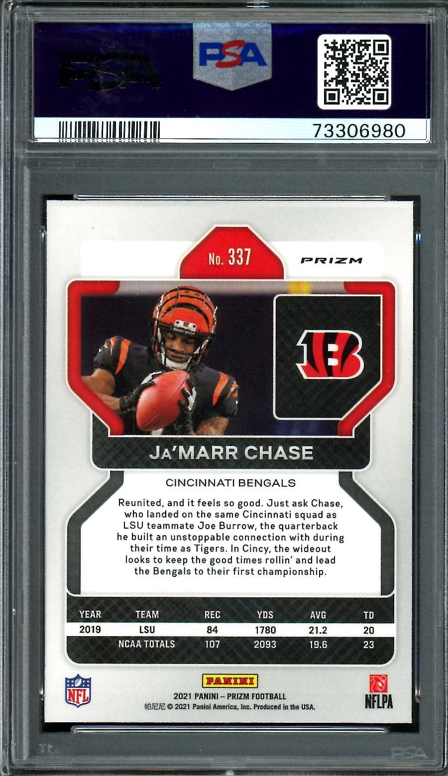 2021 Panini Prizm Ja'Marr Chase Rookie Light Blue PSA 10 Bengals - Trading Card Market
