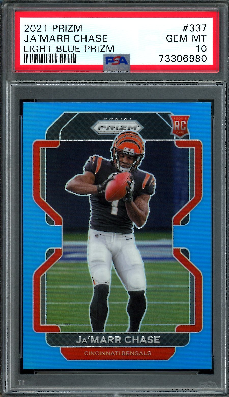 2021 Panini Prizm Ja'Marr Chase Rookie Light Blue PSA 10 Bengals - Trading Card Market