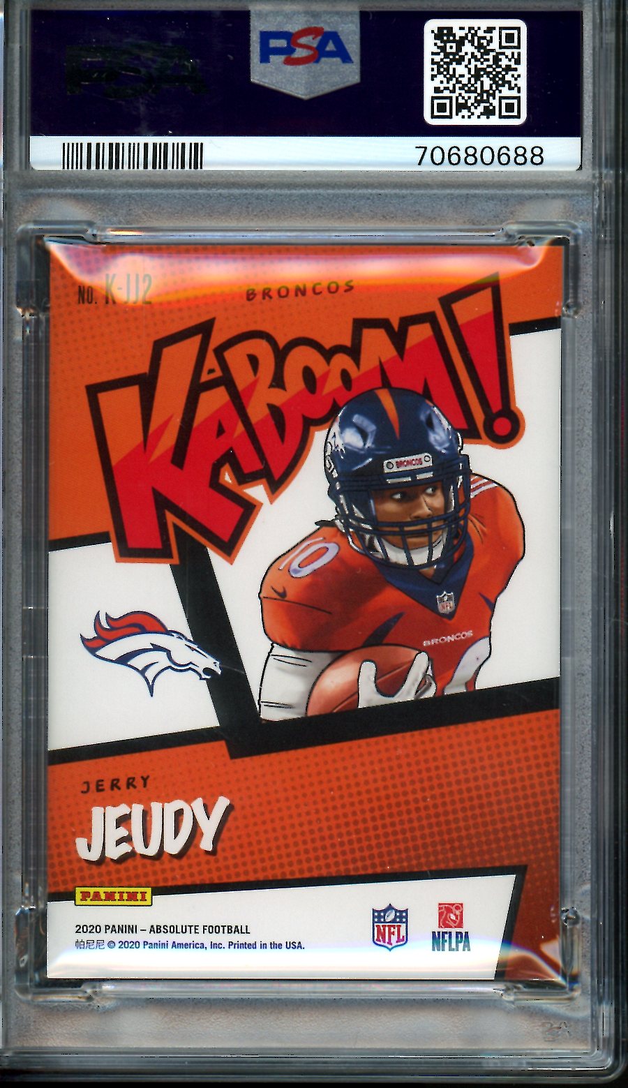 2020 Panini Absolute Jerry Jeudy Rookie Kaboom SSP PSA 9 Broncos