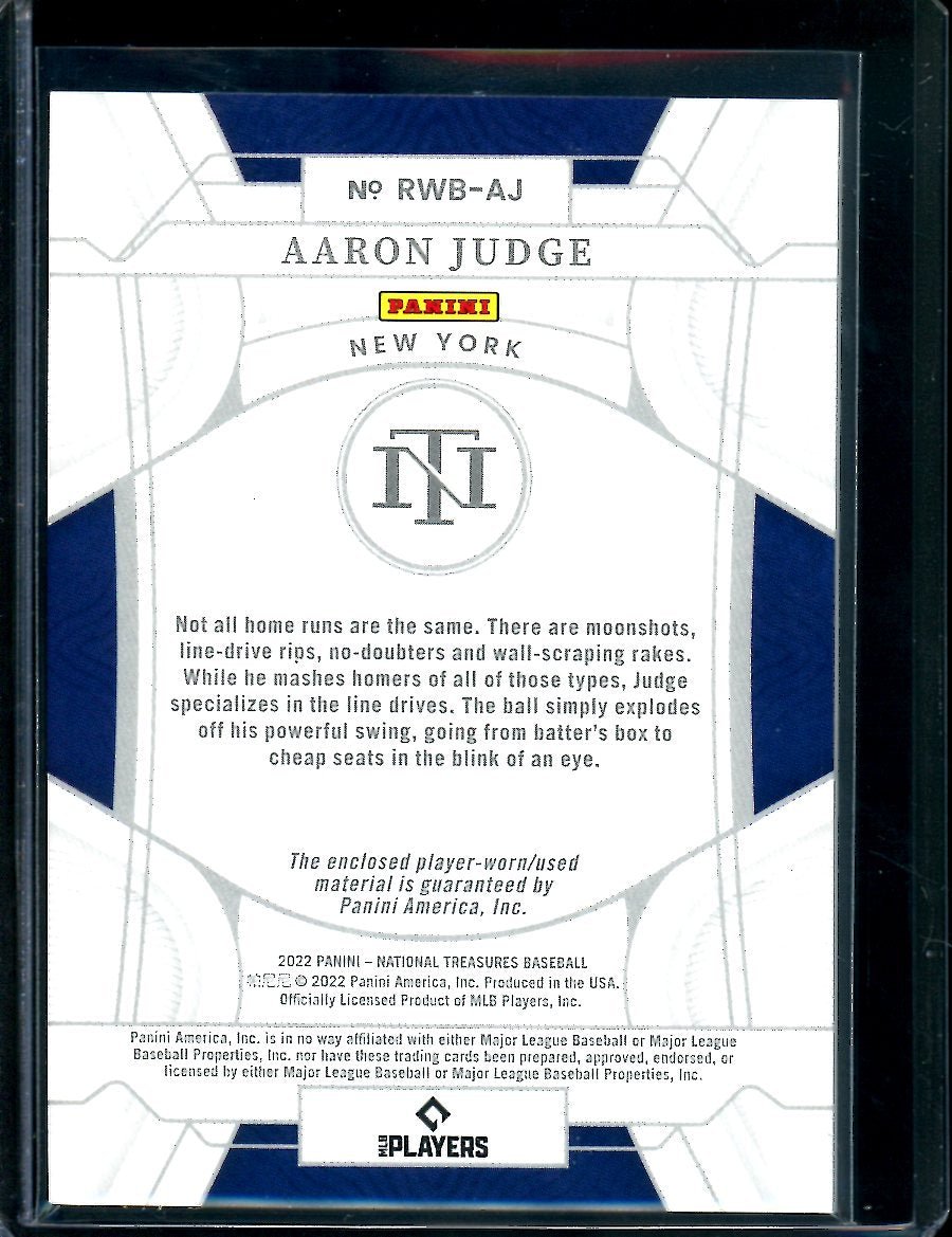2022 Panini National Treasures Aaron Judge Stars & Stripes Patch /99 Yankees