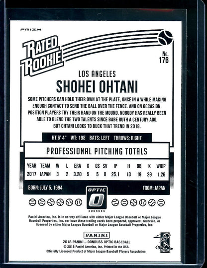 2018 Panini Optic Shohei Ohtani Rookie Shock Pitching Angles